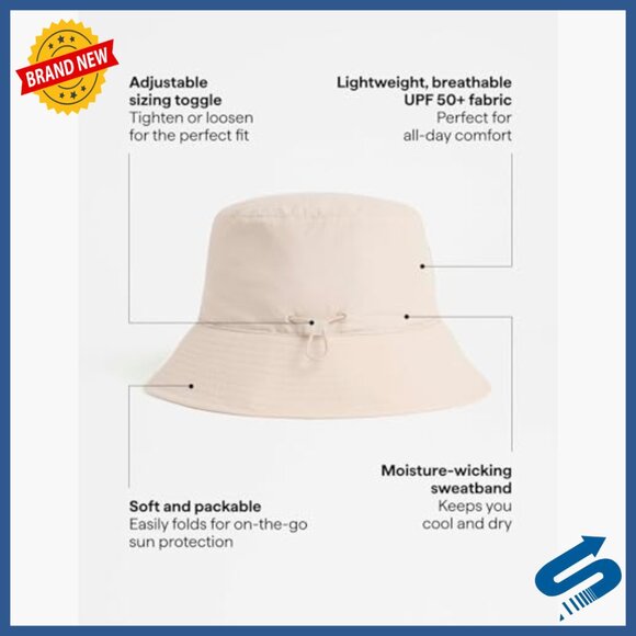 Unisex UPF 50+ Bucket Hat, Adjustable, Packable for Travel & Beach